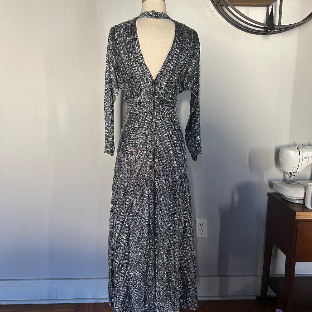 Vintage 70s Incredible Silver Metallic Maxi Dress - Picture 2 of 6